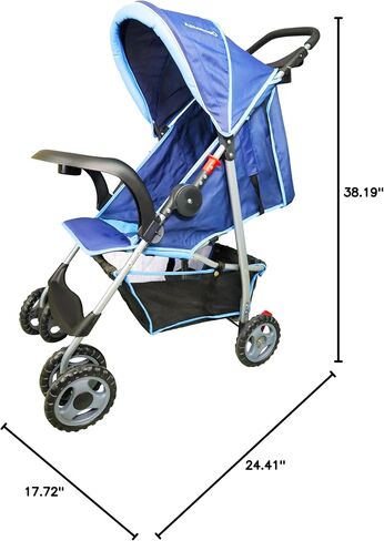 AmorosO Single Stroller - Baby Stroller with Four Wheels - Lightweight Stroller - Convertible Stroller with Extra Storage Space - Foldable Stroller with Sun Protection Hood Cover (Blue) in Saudi Arabia