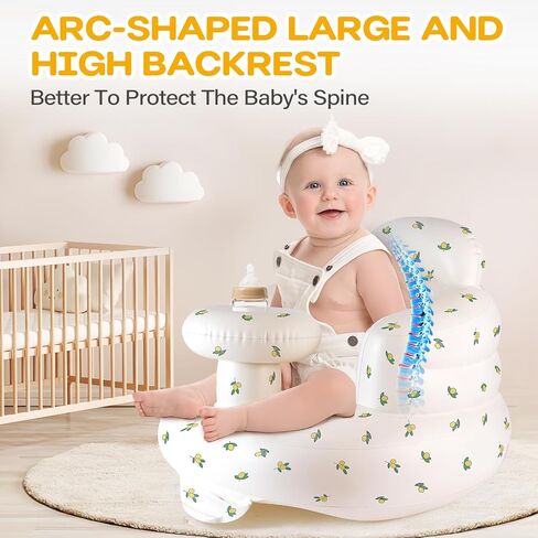 Inflatable Baby Seat for Babies 3-36 Months, Tooktro Blow Up Floor Chair with Built-in Air Pump for Sitting Support, Perfect for Summer and Beach Travel, Inflatable Baby Chair (Bear) in Saudi Arabia