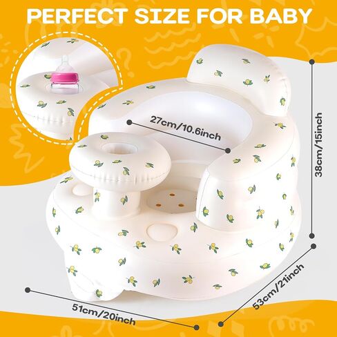 Inflatable Baby Seat for Babies 3-36 Months, Tooktro Blow Up Floor Chair with Built-in Air Pump for Sitting Support, Perfect for Summer and Beach Travel, Inflatable Baby Chair (Bear) in Saudi Arabia