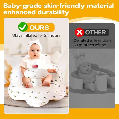 Inflatable Baby Seat for Babies 3-36 Months, Tooktro Blow Up Floor Chair with Built-in Air Pump for Sitting Support, Perfect for Summer and Beach Travel, Inflatable Baby Chair (Bear) in Saudi Arabia