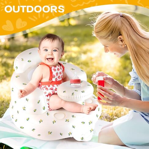 Inflatable Baby Seat for Babies 3-36 Months, Tooktro Blow Up Floor Chair with Built-in Air Pump for Sitting Support, Perfect for Summer and Beach Travel, Inflatable Baby Chair (Bear) in Saudi Arabia