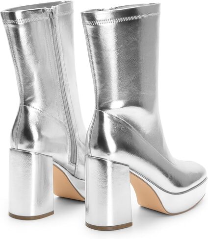 DREAM PAIRS Women's Mid Calf Gogo Boots Platform High Chunky Block Heel Square Toe Ankle Boots in Saudi Arabia