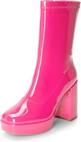 أحذية DREAM PAIRS النسائية متوسطة الساق من Gogo ذات كعب عالٍ مكتنز ومقدمة مربعة للكاحل in Saudi Arabia