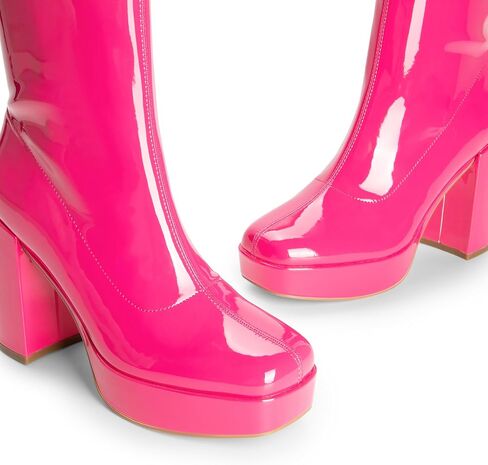 أحذية DREAM PAIRS النسائية متوسطة الساق من Gogo ذات كعب عالٍ مكتنز ومقدمة مربعة للكاحل in Saudi Arabia