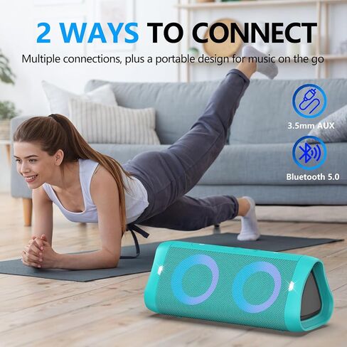 DONOW Bluetooth Speaker with Lights, 30W Stereo Sound, Deep Bass, IPX5 Waterproof, 20H Playtime, Portable Wireless Speaker with Built-in Mic, for Party, Home, Outdoor, Beach(Black) in Saudi Arabia