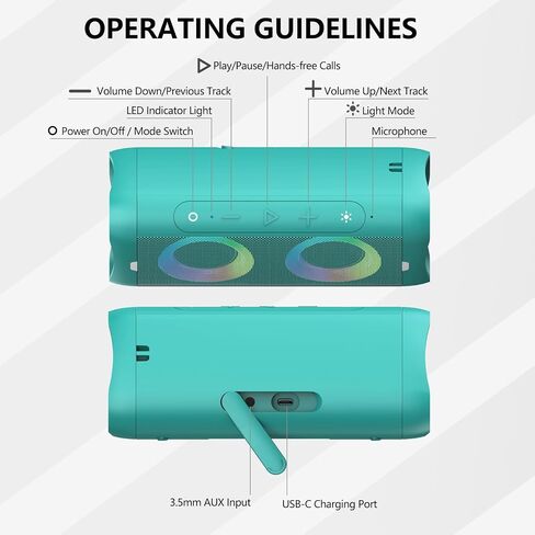 DONOW Bluetooth Speaker with Lights, 30W Stereo Sound, Deep Bass, IPX5 Waterproof, 20H Playtime, Portable Wireless Speaker with Built-in Mic, for Party, Home, Outdoor, Beach(Black) in Saudi Arabia