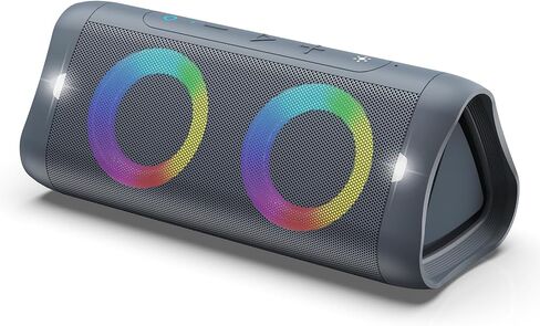 DONOW Bluetooth Speaker with Lights, 30W Stereo Sound, Deep Bass, IPX5 Waterproof, 20H Playtime, Portable Wireless Speaker with Built-in Mic, for Party, Home, Outdoor, Beach(Black) in Saudi Arabia