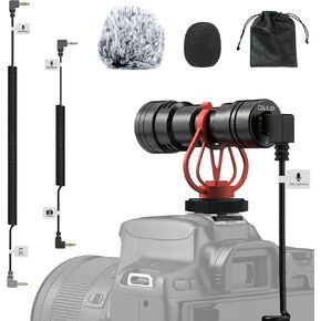 Cubilux Shotgun Microphone for Camera, Aluminum Video Mic with Shock Mount for Video Recording,Camera Microphone Compatible with iPhone,Canon,Nikon Camera,Android -No Battery Needed