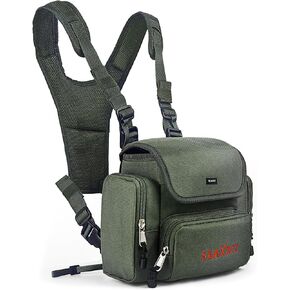 Binocuar Harness Chest Pack, Bino Harness with Rangefiner Pouch, Bino Case with Rain Cover for Hunting, Bird Watching and Hiking