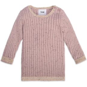 7AM Baby Long Sleeve Top - Hug Me Collection, Kids T-Shirt for Infant & Toddler, BCI Cotton, Retro Ribbed Knit | Soft & Comfy