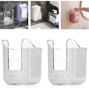 Kitchen Wipes Storage Box, Abnaok 2PCS Wall-Mounted Tissue Box, Flushable Wipes Holder for Bathroom, Refillable Wipes Container Box, Non-Slip Toilet Wipes Container Keeps Wipes Fresh