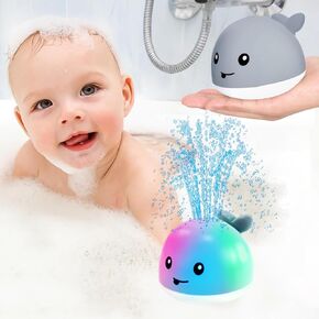 ZHENDUO Rechargeable Baby Bath Toys, Light Up Bath Toys Spray Water Bath Toy, Sprinkler Bathtub Toys for Toddlers Kids Boys Girls, Pool Bathroom Toy for Baby, Baby Toys (Grey)