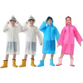 Opret 2 Pcs Kids Raincoats White + 2 Pcs Blue&Pink
