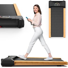 Walking Pad, High Grade Wood Under Desk Treadmill 300LBS Capacity, Max 3.5 HP Electric Treadmill for Home Office Installation-Free with Remote Control LED Display High