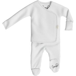 Bonsie Skin to Skin Babywear Organic Footie Bodysuit - Grey Baby Footed One Piece - Mist