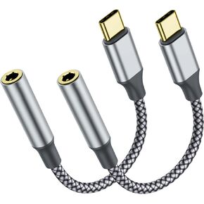 USB-C to 3.5mm Headphone Jack Adapter, Type-C to 3.5mm Aux Adapter Compatible with iPhone 15/15 Pro/15 Pro Max/15 Plus, Samsung Galaxy S22/S21/S20 Ultra/Note 20 and More (1, Gray)