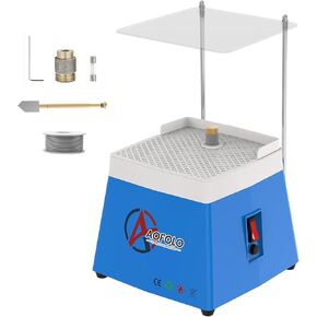 Stained Glass Grinder Machine DIY Tool with 5/8" & 1" Grinder Bits, 63/37 Solder, Glass Cutter, Acrylic Baffle for Glass Processing Arts and Decoration, 110V 65W, 4200RPM, Red