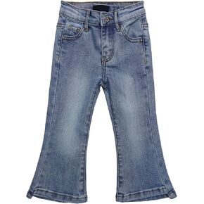 KIDSCOOL SPACE Baby Little Girls Flared Jeans, 18M-5T Bell-Bottom Stretchy Denim Pants