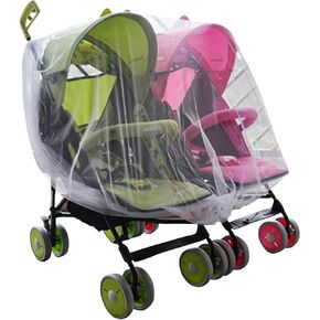 Double Stroller Mosquito Net Universal Twins Stroller Full Cover Mosquito Netting Durable Mesh Stroller Netting Drawstring Mosquito Net Breathable Stroller Bug Cover for Bassinet Cradle Playard