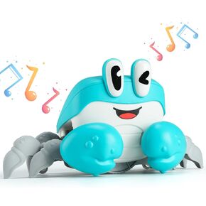SXJ Moving Crawling Crab Baby Toy,Infant&Toddler Tummy Time Toys,Babies Learning Walking Toys,Music&Dancing Interactive Toy for Boy&Girl Gifts,