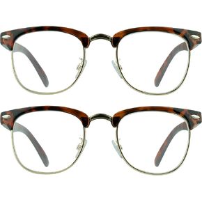 proSPORT Combo Reading Glasses +2.00 Black Silver Frame Horn Rimmed Vintage Classic Semi Rimless Unisex