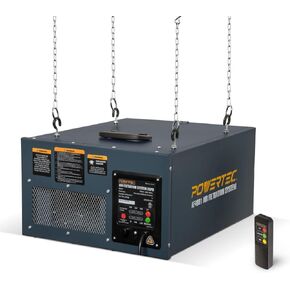 POWERTEC AF4000 3-Speed Remote Controlled Air Filtration System (300/350/400 CFM), Hanging Air Filter for Woodworking & Dust Collector, Air Purifier for Garage & Workshop (AF4000)