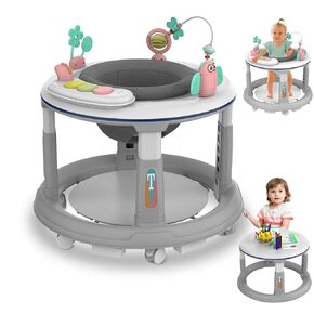 Baby Walker with Wheels, Baby Walkers and Activity Center with 5 Adjustable Heights, 360 Degree Swivel Seat, Music, Detachable Toys, Bounce Foot pad, Baby Walker for Boys and Girls from 6-18 Months