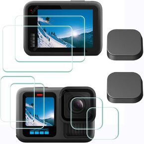 Screen Protector Compatible with GoPro Hero 13 Hero13 Black + lens protector+Lens cap Cover [6+2 Pack], 9H Hardness Tempered Glass,Anti-Scrach Anti-Bubble