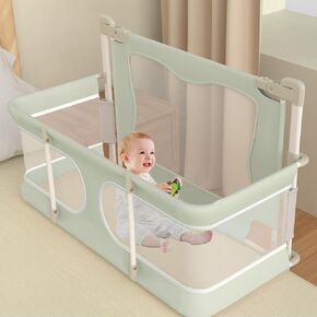 Baby Bassinet Bedside Sleeper, Foldable Bed Rail for Toddlers, Co-Sleeping Baby Bed with Lifting Fence, Baby Sleeping Fence with Adjustable Height in Kuwait