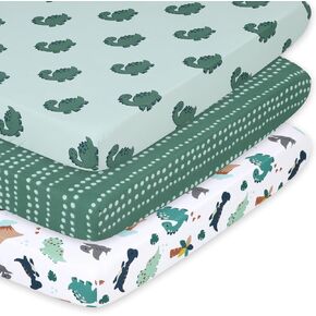 The Peanutshell Mini Crib Sheets Boy, Pack and Play Sheets Fitted, Playard Sheets, Playpen Sheets, Mini Crib Bedding Set Boys, Travel Crib Accessories, Dinosaur Nursery Decor