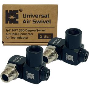 Cosmostar 1/4" NPT 360° Swivel Air Hose Connector – Industrial-Grade Swivel Fittings for Air Tools (2-Pack)