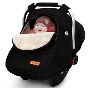 Waterproof Baby Car Seat Cover，Carseat Cover Boys, Cozy & Warm Cover, Infant Car Seat Canopy, Universal Cold Weather Shield, Black