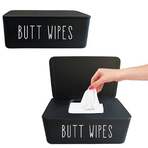 Moorfowl 2 Pack Butt Wipes Dispenser 7.28" L * 4.80" W * 2.75" H, Flushable Wipes Dispenser for Bathroom Chic Style Baby Wipes Container Nursery Diaper Wipe Holder Box