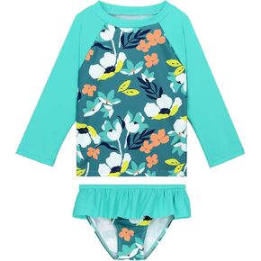 American Trends Toddler Bathing Suits for Girls Rash Guard Baby Girl Swimwear Long Sleeve Kids Swimsuit