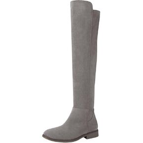 Shoe'N Tale Thigh High Over The Knee Boots for Women Flat Low Heel Fall Winter Stretch Suede Long Round Toe Boots in Kuwait