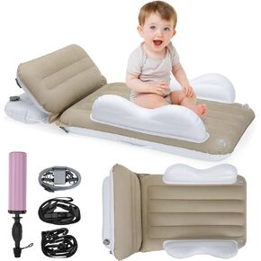 سرير طائرة للأطفال الصغار قابل للنفخ من KKUYT - سرير طائرة للأطفال الصغار مع جوانب، حزام أمان، مضخة، سرير سفر موسع لمقعد الطائرة للأطفال الصغار، مرتبة هوائية للأطفال الصغار، أساسيات السفر بقطار الطائرة in Kuwait