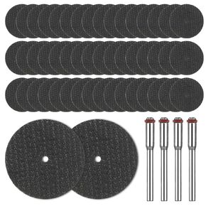 50 Pcs Rotary Tool Cutting Discs, 1-1/4 inch Reinforced Fiberglass Cut Off Wheels with 4Pcs Mandrels, Rotary Tool Accessories for Cutting Metal, Wood, Stone