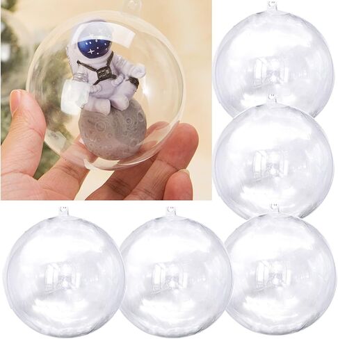 120mm 4.7inch 10Pcs Large Clear Ball Ornaments, Clear Plastic Fillable Christmas Balls Shatterproof Ornament Bauble for DIY Crafts Wedding Party Decor Holiday Home Decor in Saudi Arabia