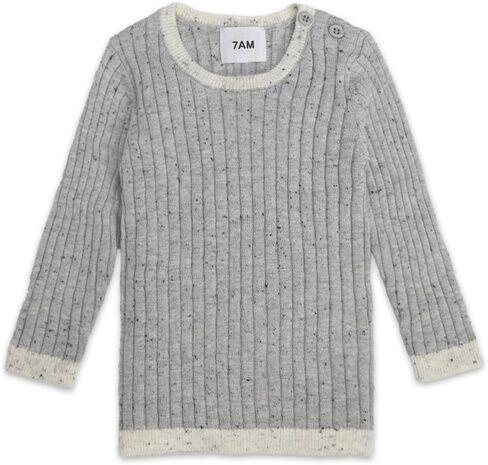 7AM Baby Long Sleeve Top - Hug Me Collection, Kids T-Shirt for Infant & Toddler, BCI Cotton, Retro Ribbed Knit | Soft & Comfy in Kuwait