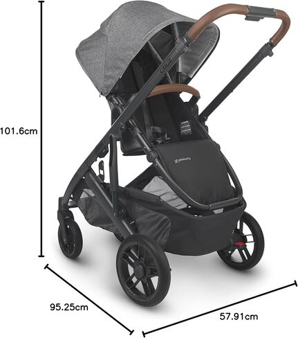 عربة أطفال UPPAbaby Cruz V2/عربة أطفال كاملة المواصفات مع إمكانيات نظام السفر/مقعد طفل صغير، وقضيب ممتص للصدمات، ودرع الحشرات، ودرع المطر متضمن/لوسي (مزيج من خشب الورد/إطار من الكربون/جلد سرج) in Kuwait