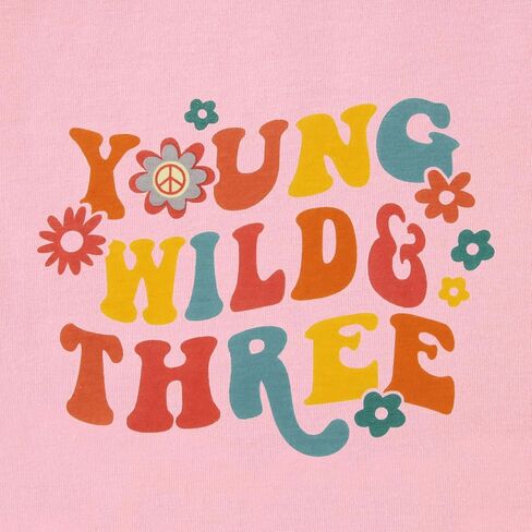 Young Wild and Three Birthday Girls Shirt 3rd Birthday Outfit 3 Year Old Girls Third B-day Party Tshirt Tops in Saudi Arabia
