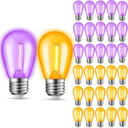 30 حزمة من مصابيح الإضاءة الملونة، S14 LED لمبات بديلة للأضواء الخارجية، مصابيح إضاءة الفناء، قاعدة 1 وات E26 لعيد الميلاد والهالوين، وإضاءة العطلات، وديكور المنزل in Saudi Arabia