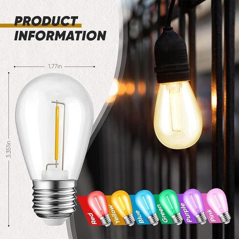 30 حزمة من مصابيح الإضاءة الملونة، S14 LED لمبات بديلة للأضواء الخارجية، مصابيح إضاءة الفناء، قاعدة 1 وات E26 لعيد الميلاد والهالوين، وإضاءة العطلات، وديكور المنزل in Saudi Arabia