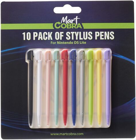 Mart Cobra Nintendo DS Lite Stylus 10 Pack - قلم بديل لقلم Nintendo DS Light الأصلي - 10 أقلام ملونة صغيرة لنينتندو DS Lite - ملحقات Nintendo DS Lite لألعاب DS Lite الأصلية in Kuwait