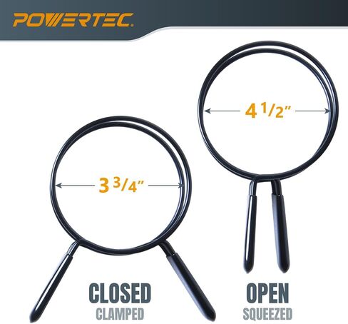 POWERTEC 70440 خرطوم جمع الغبار PVC مقاس 4 × 10 بوصة مع قطعتين من مشابك خرطوم حلقة مزدوجة مقاس 4 بوصة لمجمع الغبار لأعمال النجارة والمكنسة الكهربائية، مشابك زنبركية سريعة التحرير لتركيبات الغبار in Saudi Arabia