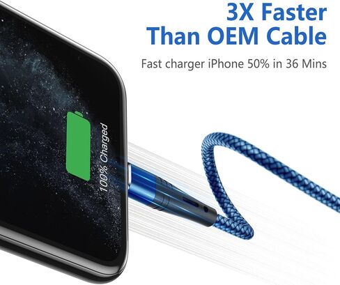 3-Pack Apple MFI Certified USB C to Lightning Cable 6 ft USB-C Nylon Braided iPhone Charger Cord t Type C Fast Charging Compatible with Apple iPhone 14/13/12/11/ Pro/Pro Max/Mini/Air Pods Pro.(Grey) in Saudi Arabia
