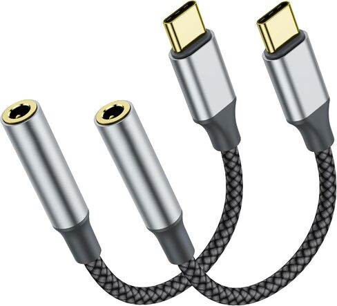 USB-C to 3.5mm Headphone Jack Adapter, Type-C to 3.5mm Aux Adapter Compatible with iPhone 15/15 Pro/15 Pro Max/15 Plus, Samsung Galaxy S22/S21/S20 Ultra/Note 20 and More (1, Gray) in Saudi Arabia