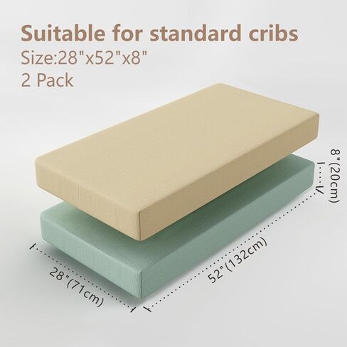 2 Pack Crib Sheets Fitted Crib Sheet for Standard Crib Mattress Sheet Toddler Mattress 52"x28",100% cotton crib sheets fitted Soft Breathable Muslin Crib Sheets for Girls(Cream&Lilac) in Saudi Arabia