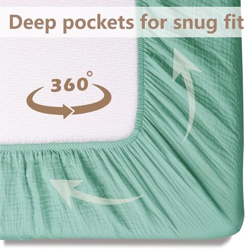2 Pack Crib Sheets Fitted Crib Sheet for Standard Crib Mattress Sheet Toddler Mattress 52"x28",100% cotton crib sheets fitted Soft Breathable Muslin Crib Sheets for Girls(Cream&Lilac) in Saudi Arabia