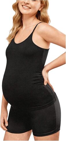 MakeMeChic Women's 3 Pack Maternity Cami Tops Ribbed Knit Sleeveless Ruched Camisole Shirts in Saudi Arabia